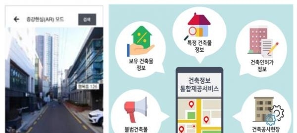건축정보 AR 검색서비스(시안). (그래픽 = 국토부 제공)