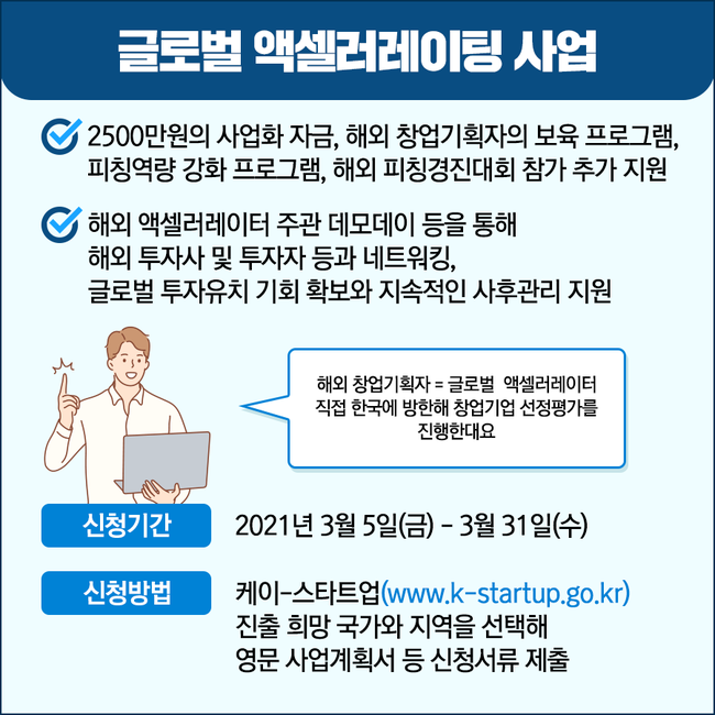 글로벌 액셀러레이팅 사업 안내 포스터 (이미지=중소벤처기업부)
