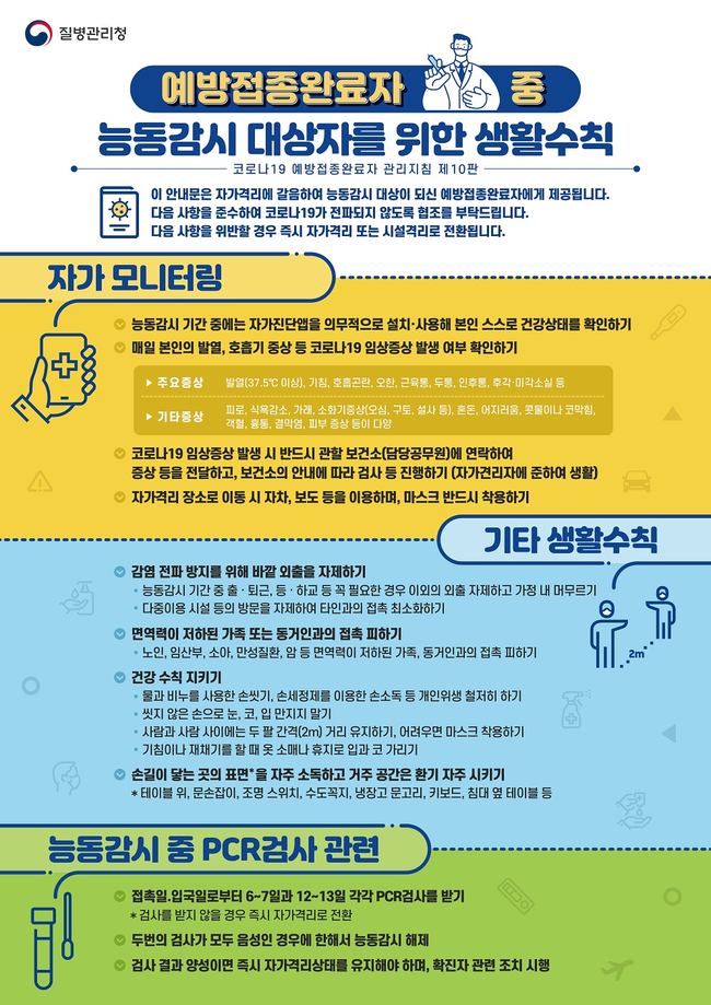 예방접종완료자 대상 능동감시 안내문 (이미지=질병관리청)