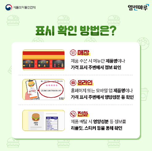 영양성분과 알레르기 유발원료 정보 표기 확인 방법 (이미지=식품의약품안전처)