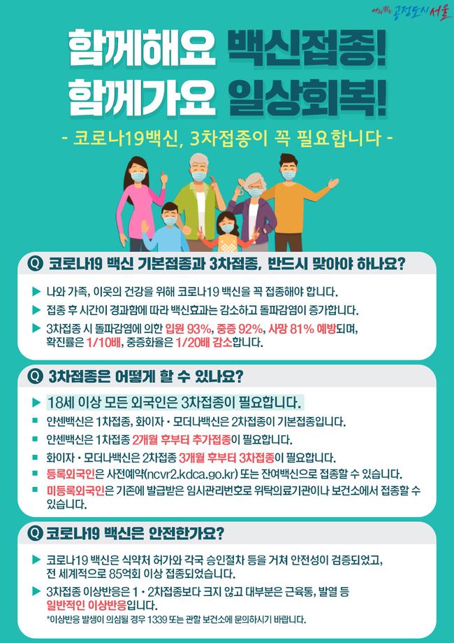 외국인주민 백신 3차접종 안내 온라인 포스터 (이미지=서울시)