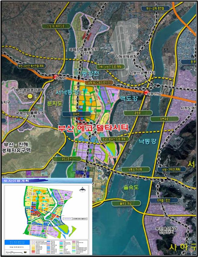 부산 에코델타시티 위치도 및 사업구역